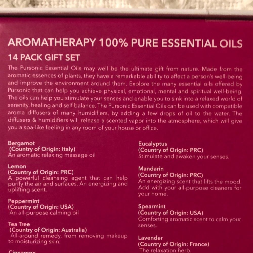 Pursonic Aromatherapy Essential Oil Set of 14 - Picture 10 of 11